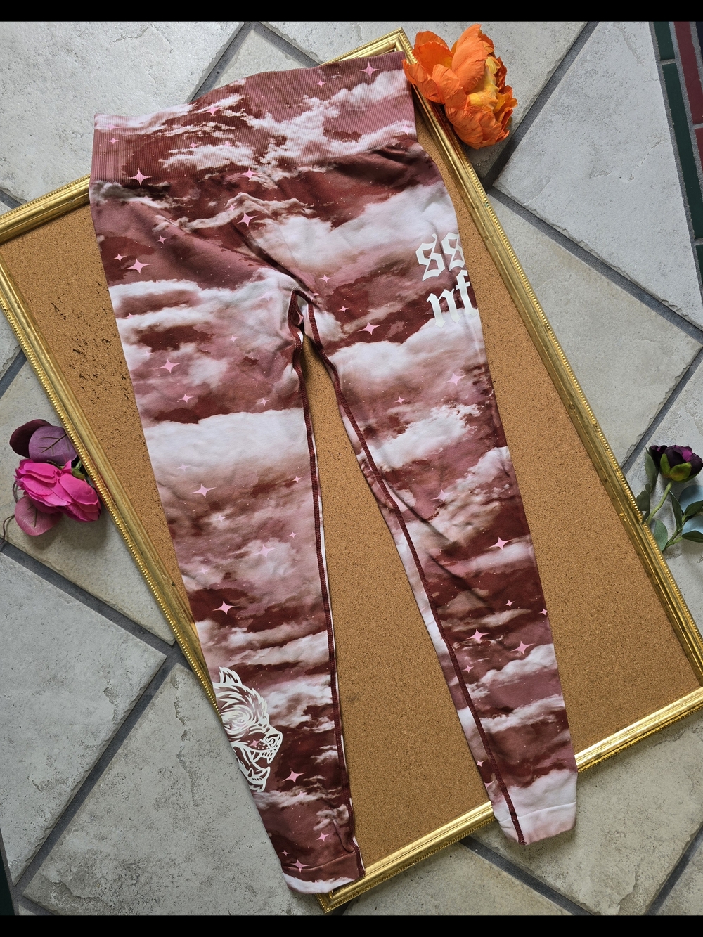 Darc Sport Cloud Print Rust/Pink Seamless Leggings